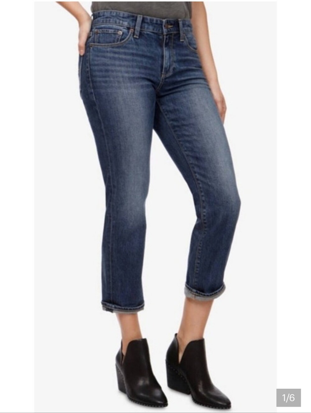 Lucky Brand Women 10/30 Dark Wash "Sweet Jean Crop" Low Rise Y2K Denim Jeans